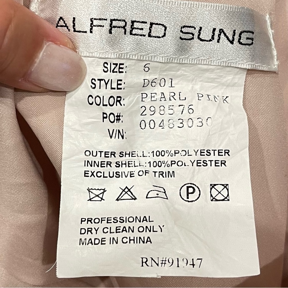 Alfred Sung Dress Pink Cocktail Party Dress Size 6 Wedding party Prom - Picture 3 of 10